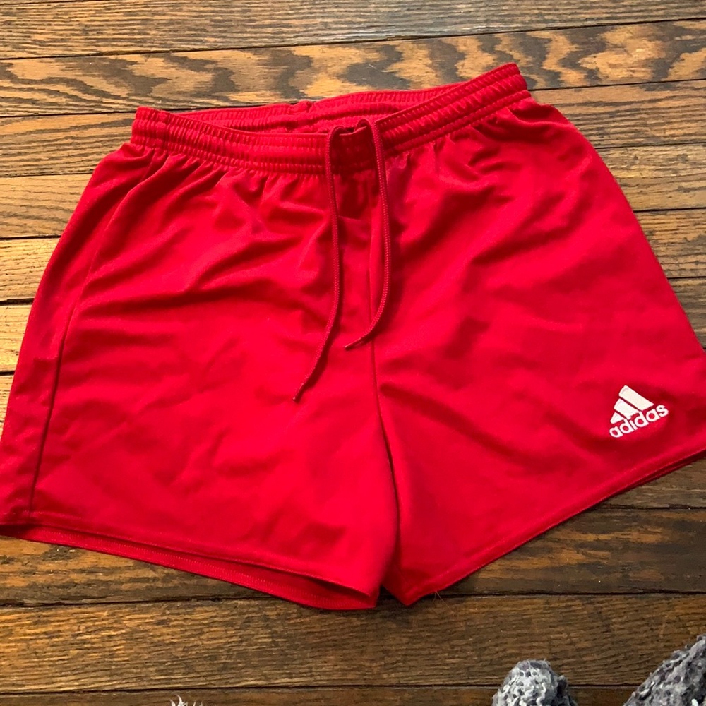 Women’s red adidas soccer shorts